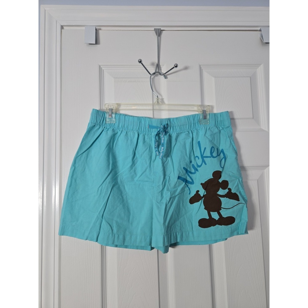 Disney Pajama Shorts Size Large Turquoise and Brown with Graphic Designs - Picture 1 of 7
